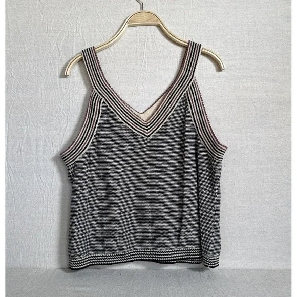 BP Nordstrom Striped Crop Tank Top Women's 1X Knit Striped V-Neck Hippie Boho - Picture 1 of 6